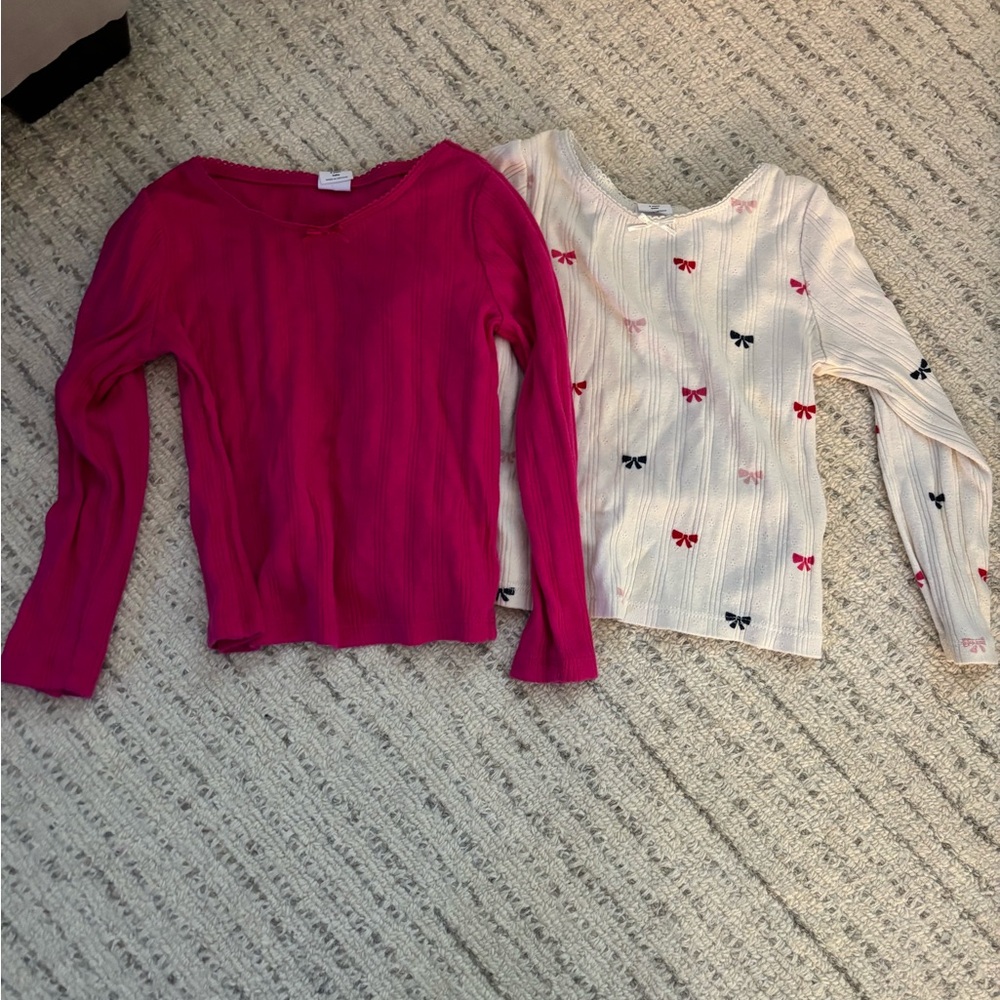 GAP Fuchsia and cream with bows Long Sleeve Tops